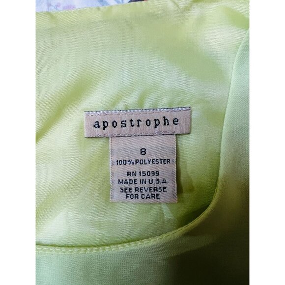 Apostrophe Vintage Womens Light Green Single Stitch Lined Dress Back Zip Size 8 - Picture 3 of 5